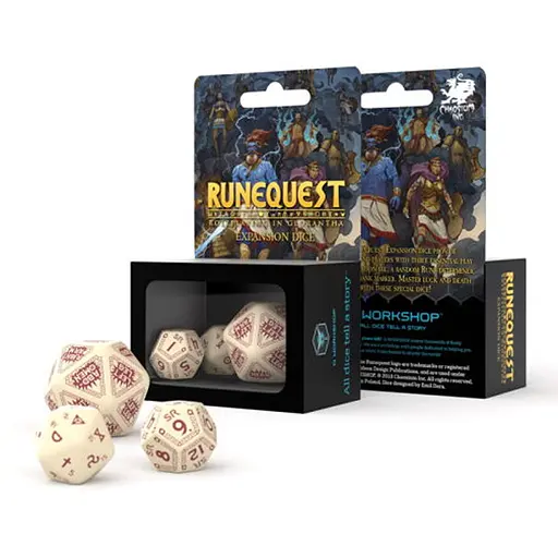 Набор кубиков RuneQuest Beige & burgundy Expansion , 3 шт. (SRQE87) - фото 1