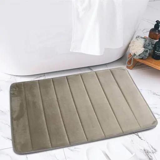 Современный коврик для ванной Aquarius с эффектом памяти Мягкий Антискользящий 50 х 80 см Темно-Бежевой в полоску