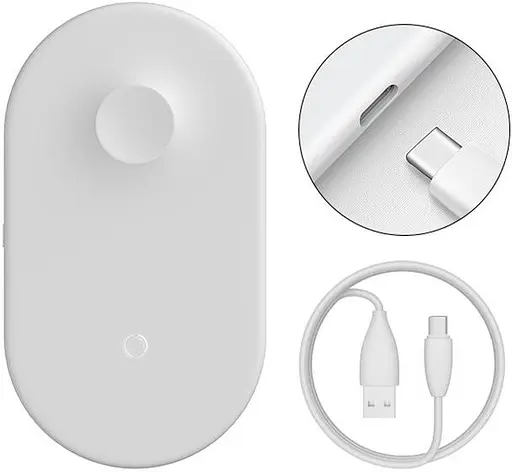 Беспроводное зарядное устройство для Baseus Smart 2in1 Wireless Charger Type-C Version White - фото 2
