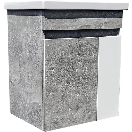 Тумба Мойдодир RIO 50-А з умивальником Como 50 бетон з білим підвісна Сірий - фото 1