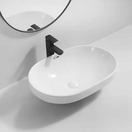 Умивальник врізний на стільницю Mixxus Premium Ellipse-1601 600x400x190 мм з переливом MP6569, Білий - фото 5