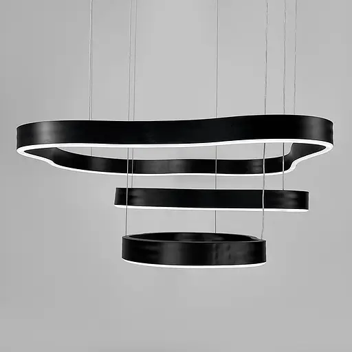 Необычная и эффектная люстра на 3 яруса 60+49+40 см в черном корпусе Ст. PCL004-800*600*400 BK | Line F - фото 4