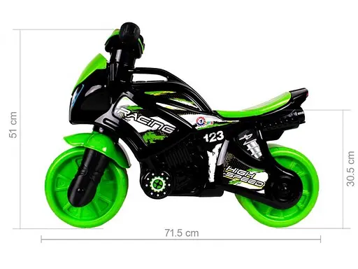 Мотоцикл - толокарь ТехноК с музыкальным рулем зеленый с черным - фото 4