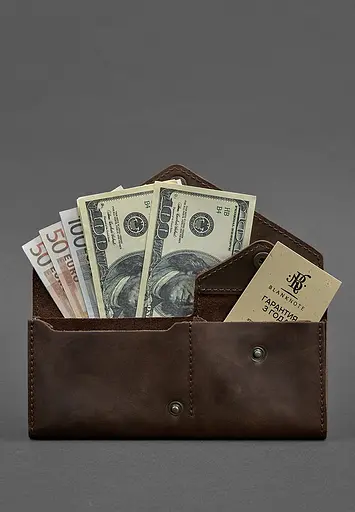 Женский кожаный бумажник Керри 1.0 темно-коричневый Crazy Horse - фото 3