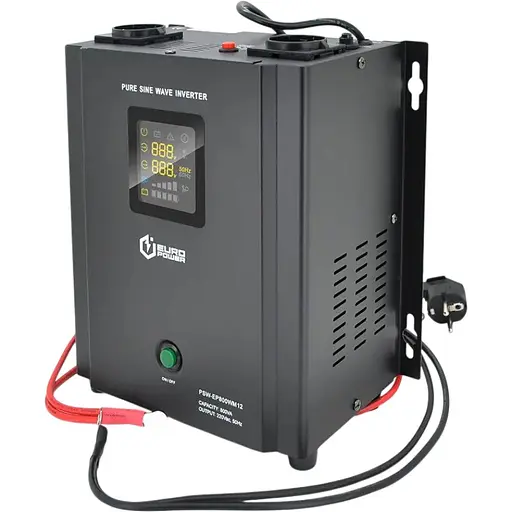 ИБП с правильной синусоидой Europower PSW-EP800WM12 (480 Вт) 5/10А настенный, под наружную АКБ 12В, Q2 (355x325x215) 5,75 кг (255x218(256)x150)