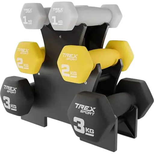 Набор фитнеса гантелей Trex Sport TX-V120VS с подставкой 12кг - фото 1