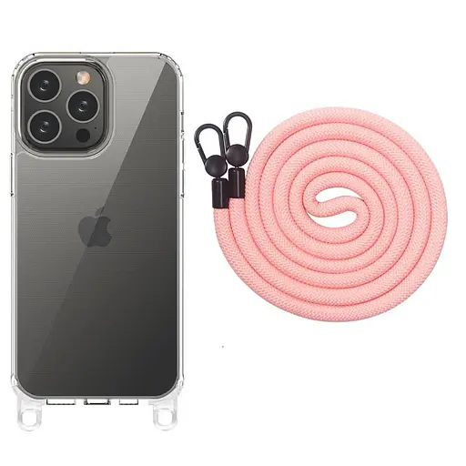 Чохол Epik TPU Transparent with Straps для Apple iPhone 13 Pro Max 6.7 Light Pink - фото 1