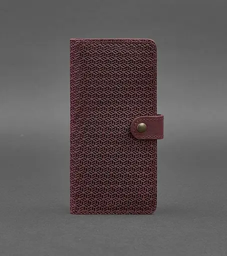 Кожаный бордовый портмоне 7.0 Карбон бордовый - фото 1