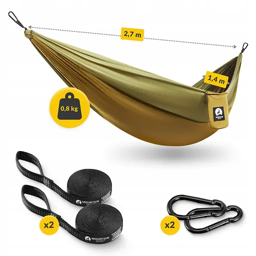 Туристический гамак Mountain Goat 270 x 140 см одноместный, подвесной Olive (P-5905973403122) - фото 5