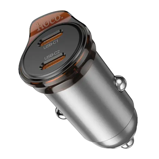 Автомобильное зарядное устройство для Hoco NZ16B 2 Type-C PD 45W metal grey - фото 3