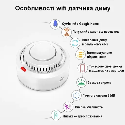 Комплект из 2х wifi датчиков дыма Nectronix YG400A (пожарных датчиков) с сиреной, приложение Tuya smart - фото 2
