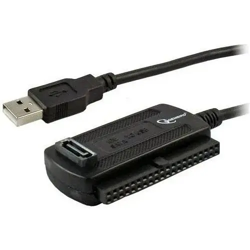 Адаптер Usb Cablexpert, черный, Usb 2.0 - SATA / IDE 3.5" / IDE 2.5", 1 м, блок питания (12V / 2A) в комплекте (AUSI01) - фото 1