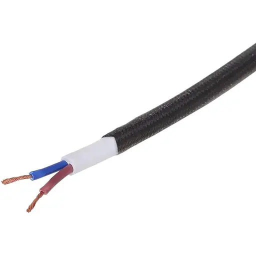 Декоративний кабель Brille IU-2 у тканинному обплетенні 2x0.75 BK (1 м) 42-130 чорний