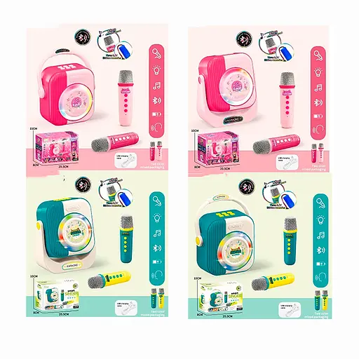 Колонка-караоке, два микрофона, Bluetooth, HY840-41-71-72-E (в ассортименте) - фото 3