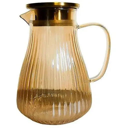 Кувшин Vittora Hola VT-5904-1500 стеклянный с крышкой из стали Золотистый 1500 мл - фото 1