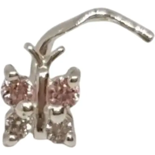 Серебряная серьга-пирсинг в нос Dear. 1041.9С Розовый (светлый)