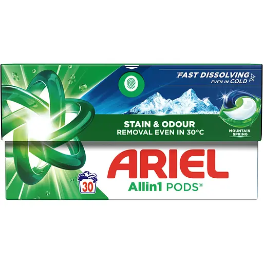 Капсули для прання Ariel Все-в-1 Гірське джерело 30 шт.