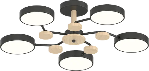 Потолочный светильник XI3310-5 Чорний+Дерево