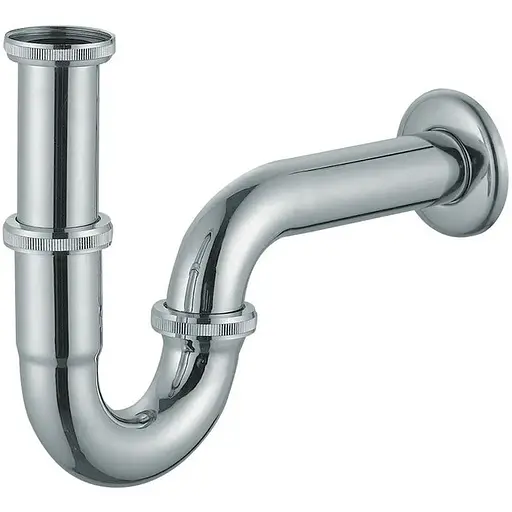 Сифон для умивальника трубний Imprese без донного клапана, латунь, хром, 1 1/4, патрубок Ø32 мм хром SBP000000132, Хром - фото 1