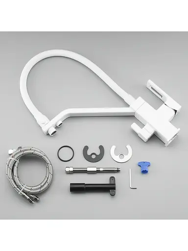 G4317-8 Змішувач для кухні однорич. силікон.гусак під фільтр лат.корп. гайка Ø35 білий Gappo 1/4, Білий - фото 9