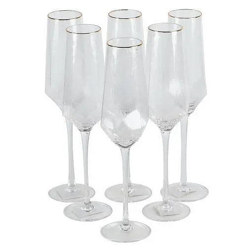 Набор бокалов для шампанского "Crystal" 300 мл (6 шт.) Бокалы на стеклянной ножке [MD]