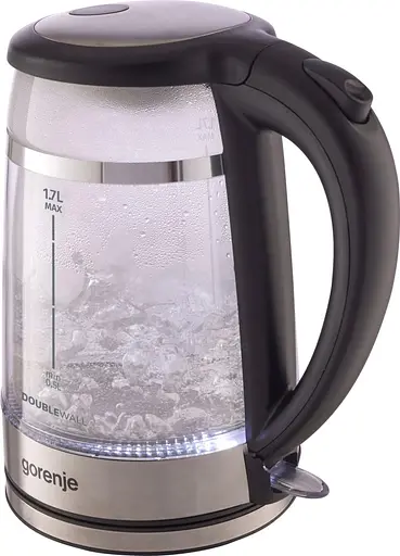 Gorenje Электрочайник 1.7л, 2,200 Вт, strix контроль, стекло, черный - фото 7