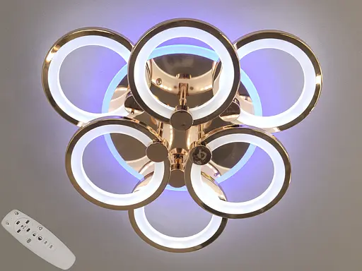 Потолочная люстра с диммером и LED подсветкой, цвет золото, 85W. - фото 1