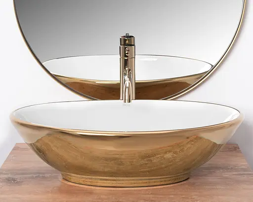 Умивальник Rea Pamela gold white накладний REA-U6345, Золотий - фото 4