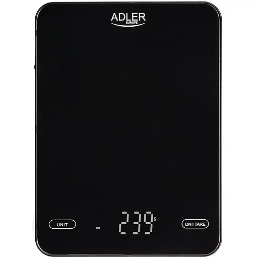 Ваги кухонні Adler AD 3177 black електронні/ 10кг/ г; мл, унція/ USB type C/ автовимкнення/ скло - фото 1