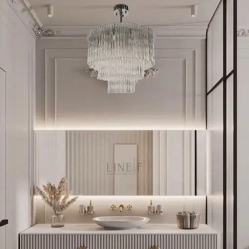 Кришталева потрійна люстра із сріблом у двох розмірах Line.F Діаметр 50см - фото 1