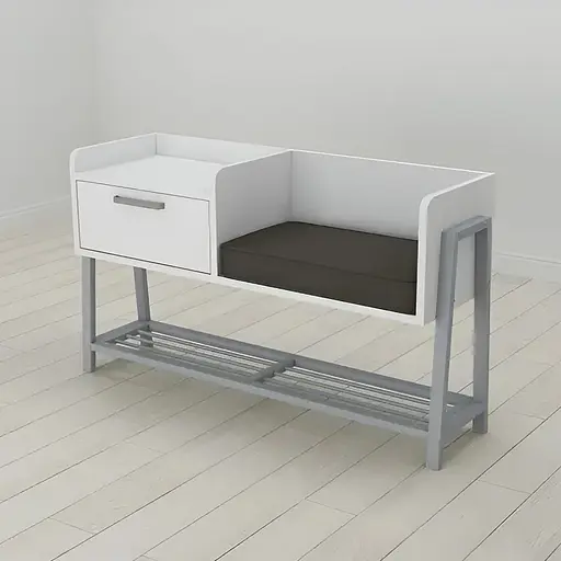 Банкетка з тумбочкою Ferrum-decor Бланка 540x1000x320 метал Сірий ДСП Білий 16 мм (FRD-103038)