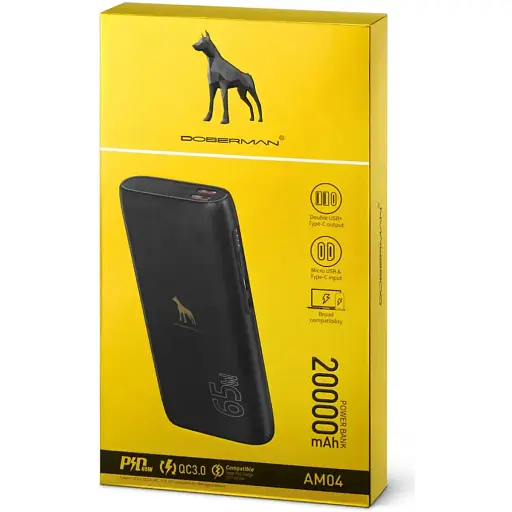 Зовнішній акумулятор Doberman AM04 20000mAh 65W Black [110384] - фото 6