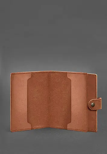 Кожаная обложка-портмоне для удостоверения офицера 11.0 светло-коричневая Crazy Horse - фото 3