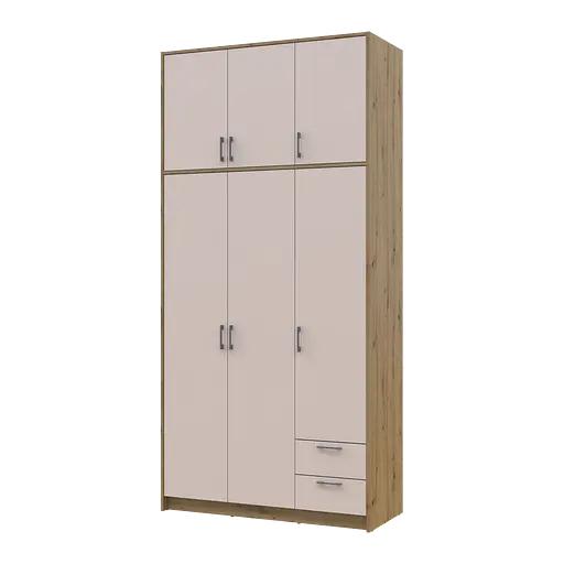 Шкаф для одежды Doros Ронди с высокой антресолей Дуб Артизан/Кашемир 3 ДСП 121х52х260 (42005193)