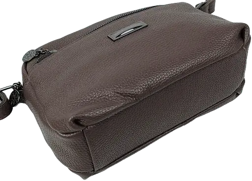 Женская кожаная сумка Borsacomoda на плечо темно-коричневая sum0028718 - фото 6