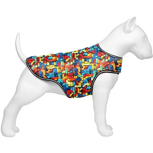 Курточка-накидка для собак Waudog Clothes, малюнок "Блоки", M, А 37 см, B 52-62 см, С 36-47 см