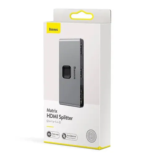 Сплиттер - видео переходник - хаб - Baseus Matrix HDMI Splitter (2in1or 1in2) (CAHub-BC0G) - фото 2
