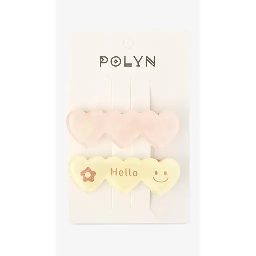 Заколки для девочки Polin 2 шт 4048A-12 Желто-розовый - фото 1