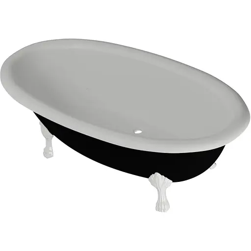 Ванна отдельностоящая глянцевая Amdcon Olmpa 180x90 черная из литого камня белые ножки OLMPA_180_nzhk_BLACK_HL Черный - фото 1