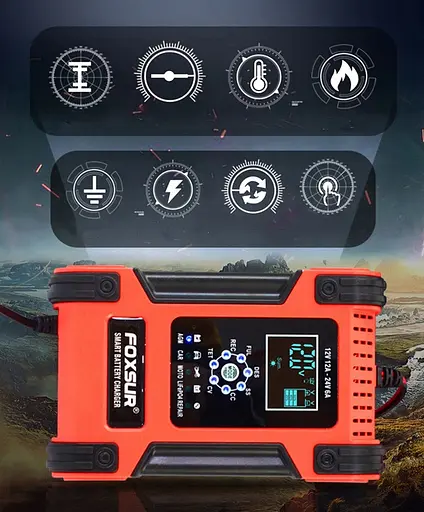 Автоматичний зарядний пристрій AGM FOXSUR 12 В/24 В 12 A LiFePO4 GEL SLA - фото 3