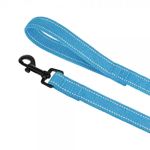 Поводок для собак Barksi Сotton с карабином квадратное ушко 200x2.5 см голубой - фото 4