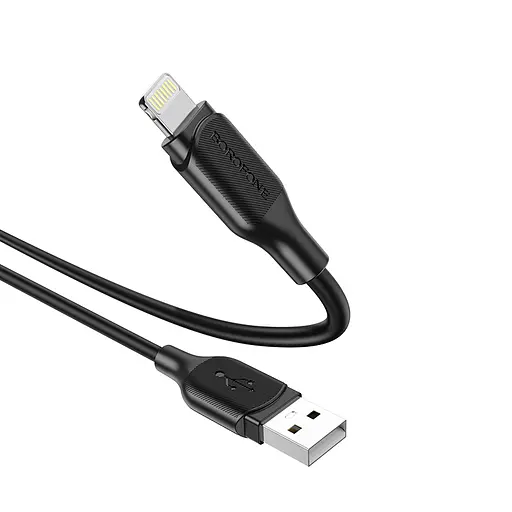 Кабель BOROFONE BX42 USB to iP 2.4A, 1m, silicone, TPE connectors, Black - фото 4