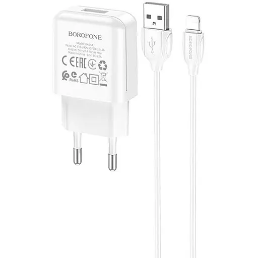 Мережевий зарядний пристрій Borofone BA64A 1 x USB/2.1 A + кабель Type-C