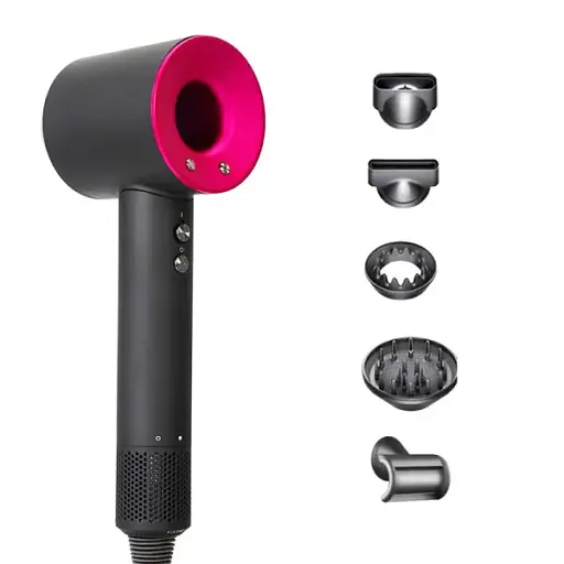 Фен-стайлер для волосся 5 в 1 Magic Hair Supersonic Premium 5 насадок, фуксія - фото 1