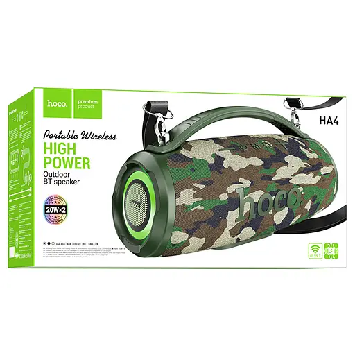 Бездротова акустика — портативна колонка Hoco HA4 Surge 2*20 W з підсвітка - фото 4