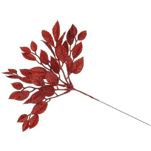 Ветка для декора 29 см Искусственные материалы для декора и флористики с глитером Красная - фото 1