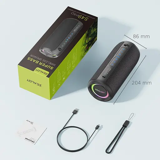 Портативна bluetooth колонка Zealot S49 Pro з LED підсвічуванням чорний - фото 8