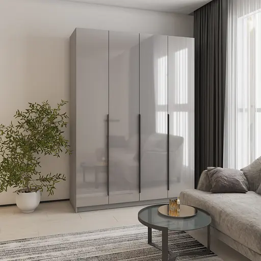 Шафа 4-дверна MebelStar Оскар Gloss BL-B, стандарт 160x52x220 см Сіра мишка/Сірий (MBS-5267) - фото 1