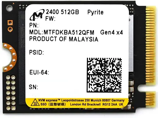 Накопитель SSD Micron m.2 NVMe 512GB 2400 SM2269XT PCIe 4.0 480 500 (MTFDKBA512QFM) Б/у - фото 1