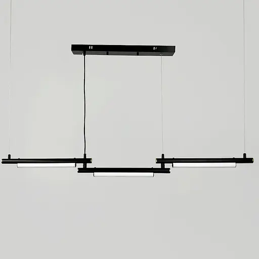 Унікальна підвісна люстра у чорному видовженому корпусі 121х13 см | Line F | Арт. MJ318-1500L BK - фото 5